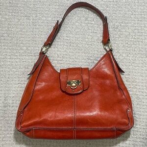 Gorgeous Leather Vintage Orange Colored Purse Handbag Liz Claiborne